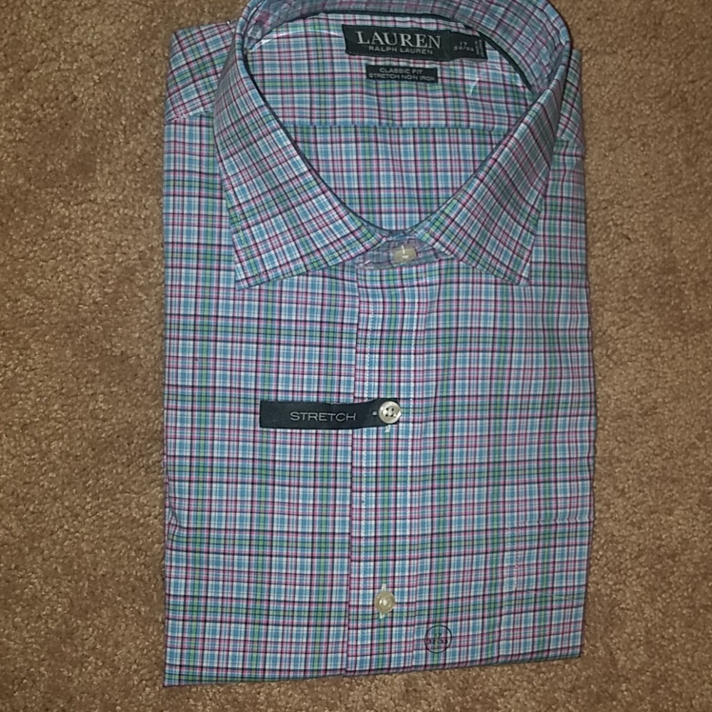NWT - Ralph Lauren Button Down Shirt, Plaid, 17"